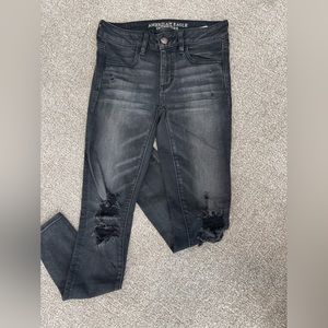 American Eagle Outfitters Black Distressed Jeggings